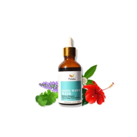 TVISHI Handmade Date with Hair Oil Concentrate, 50 ml for Hair Growth, Hair Fall Control, Itchy, Dandruff Scalp, Natural, Lightweight Oil with Potent Herbs, All Hair Types, Men & Women