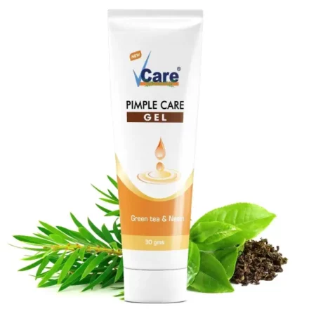 VCare Pimple Care Gel for All Skin Types 30g with Green Tea and Neem for Pimple Patches Removal Face Care Cream|Dark Spot Removal Cream Suitable for Men and Women Pack of 1