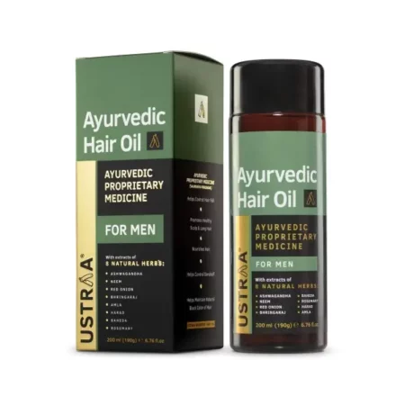 Ustraa Ayurvedic Hair Oil 200ml - with 8 Natural Herb extracts, With Red Onion,Bhringaraj, Amla & Neem, Controls hair fall, Fights Dandruff, No Sulphates, No Parabens, No Silicone, No Mineral Oil