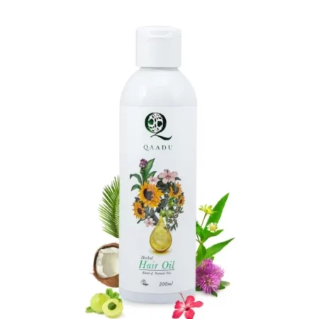 QAADU Herbal Hair Oil, Stronger Thicker Hair for Men & Women | Non-Greasy, Scalp Nourishing Treatment, Hair Growth Oil with Amla, Bhringraj Oil, Hibiscus Oil, Coconut Oil Extract & Redensyl, 200ml