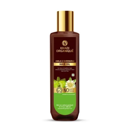 Khadi Organique Amla & Bhringraj Hair Oil for Shiny and Healthier Hair (SLS & Parabeen Free) 200 ML