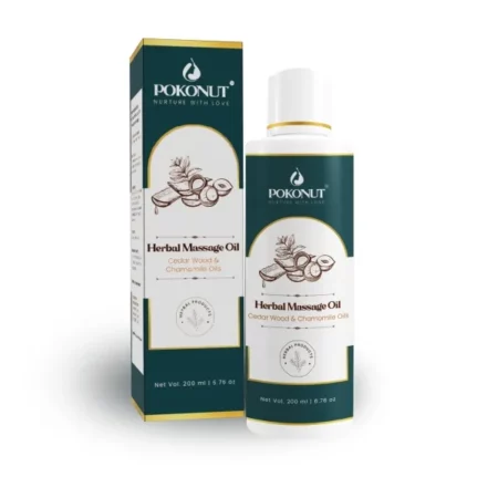 POKONUT - nurture with love Herbal Body Massage Oil For Men&Women Safe During Pregnancy-Revive And Refresh Body-Infused With Blend Of 6 Oils-ojoba,Sesame,Lavender,Almond,Brahmi And Olive Oils-200 Ml.