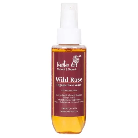 Rustic Art Organic Wild Rose Face Wash | Normal Skin | With Turmeric & Mango Butter | 100 Ml