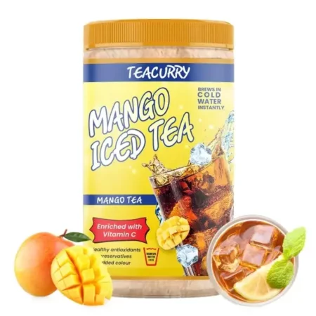 TEACURRY Mango Instant Iced Black Tea Mix (160 Gram)-Ice Brew, Cold Brew, Strong And Highly Flavourful, No Artificial Ingredients-Instant Ice Tea Powder With Natural Mango Flavour