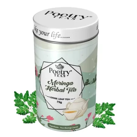 Poetry Teas - Moringa Herbal tea (Loose leaves 75gm) | Helps In Weight Loss & Fights Cholesterol | Improves Eyesight | Made with 100% Natural Ingredients (Also available in teabags - 20)