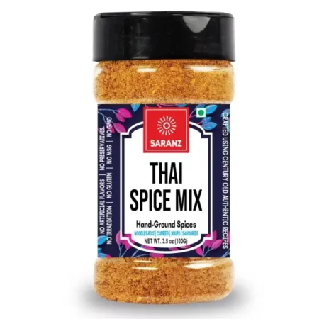 SARANZ Thai Spice Mix Exotic Seasoning Perfect for Snacks, Appetizers, Savouries, Entrees, Main Dishes Aromatic and Flavoured Vegan, for Healthy Cooking | Ready to Cook | All Seasonings Spices Dairy Free and Gluten Free Seasonings-100 Grams Sprinkler Jar