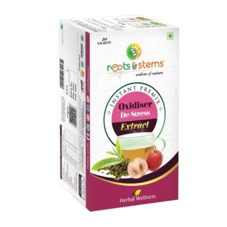 roots & stems Oxidiser Destress Grape Seeds Tea | Instant Premix Extract Powder with Probiotic Herbal Tea | For Stress & Anxiety Relief | 60g (3gx20 Sachets) Pack of 1