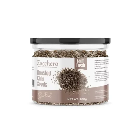 Zucchero Roasted Chia Seed, Lightly Salted, 200g - Tiny Powerhouse | Omega-3 | Weight-loss Dry Roasting | Oil-Free| Slow baked Seeds