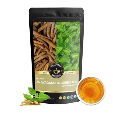 TEACURRY Ashwagandha Green Tea 15 Tea Bags | Ashwagandha Green Tea for Weight Loss, Sugar Control, Stress, Cholesterol | 100% Natural Herbal Tea for Sugar Control