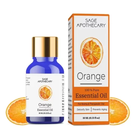 Sage Apothecary Orange Essential Oil Pure & Natural Undiluted - 10 ML for Therapeutic Grade for Skin Care, Relief from Stress & Anxiety and Aromatherapy