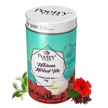 Poetry Teas - Hibiscus Herbal Tea | Promotes Liver Health, Glowing Skin & Hair Growth | Boosts Metabolism | 100% Natural Ingredients - Loose Leaves 75 grams