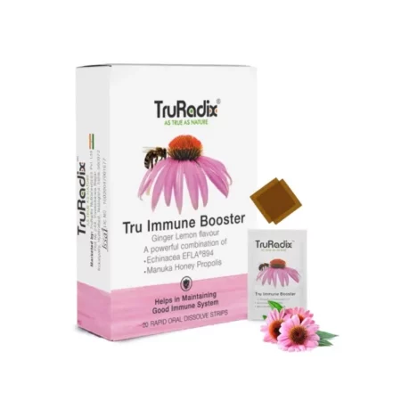 TruRadix ; AS TRUE AS NATURE Immune Support Supplement Strips - Manuka Honey Propolis - 20 Rapid Oral Dissolve Strips - Pleasant Ginger Lemon Flavor - For Anti-Inflammatory
