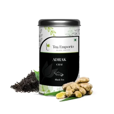 Surajmukhi Tea Ginger Tea (Adrak Chai Tea) - 50g Tin | Relieves Pain & Boosts Immunity | 100% Natural Fresh Black Tea Leaves