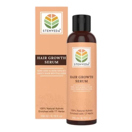 STEMVEDA Hair Growth Serum for Daily Use (200 ml) | Revolutionary Non-Oily, Non-Sticky Replacement for Hair Oil | Enriched with Aloe Vera, Bhringraj, Brahmi, Hibiscus and Amla | Strengthens Hair Follicles and Fights Hair Fall | Free from Minoxidil, Redensyl or Anagain