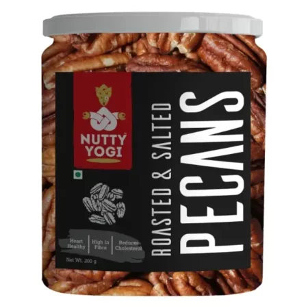 Nutty Yogi Handpicked Organic Roasted & Salted Pecans | Premium Crunchy Nuts | Antioxidant Healthy Dry fruits for Kids & Adults | No Added Colors & Preservatives | Gluten Free | Vegan - 200 gm