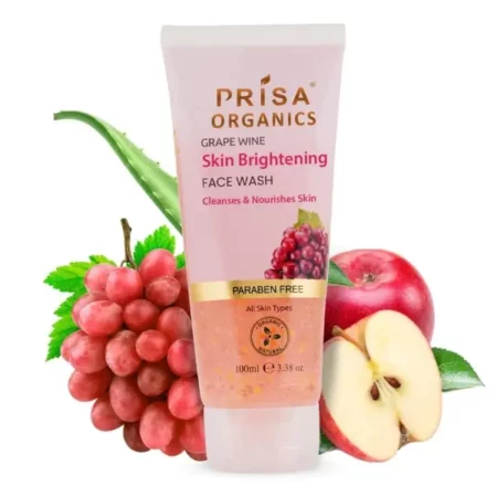 Prisa Organics Grape Wine Skin Brightening Face Wash For Skin Cleanses & Nourishes | Reduce Impurities, Blackheads, Fine Lines & Wrinkles | For Dry, Normal | Men & Women | 100ml