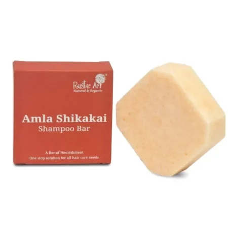 Rustic Art Amla Shikakai Organic Shampoo Bar with Methi & Ginger | Reduces hair fall, Detangles | Sulphate & Paraben Free | Natural & Organic | For Women & Men | 75 Gm
