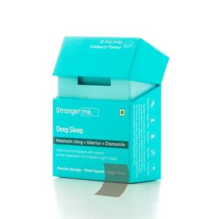 Stronger Me Sleep Supplement with Plant Based Melatonin 10mg, Valerian Root Extract, L-Theanine and Chamomile | Cranberry Flavoured | 30 Oral Strips.