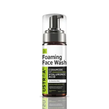 Ustraa Foaming Face Wash - 150ml - with Ceramide & Hyaluronic Acid - For Sensitive Skin | Gentle Formulation | Keeps pH in Balance | Dermatologically Tested | NO SLS, NO PARABEN