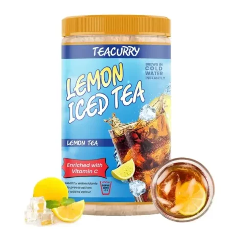 TEACURRY Lemon Instant Iced Black Tea Mix (160 Gram)-Ice Brew, Cold Brew, Strong And Highly Flavourful, No Artificial Ingredients-Instant Ice Tea Powder With Natural Lemon Flavour
