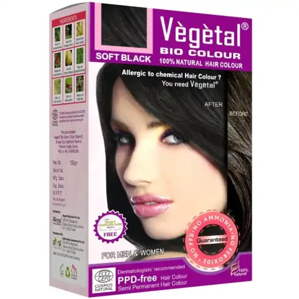 Vegetal Bio Hair Colour Soft Black | 150g | Achieve Natural, Ammonia-Free Hair Color | PPD-Free, 100% Herbal Certified Organic for Men and Women | UV Protection and Luster Maintenance | Complete Kit, Herbkart8t771f4nMIoVqL.webp, Herbkart8t771f4nMIoVqL