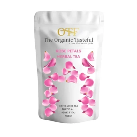 OTF Rose Flower Petals Tea, Herbal Tea, Caffeine-Free 100% Whole Dried Petals, Rich in VIT-C, Healthy for Skin and Hairs (50 Grams-75 Cups)