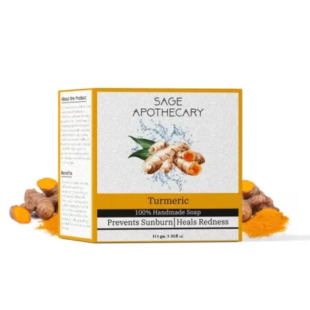 Sage Apothecary Premium Handmade Turmeric Soap for Brighten Skin Complexion | Reduces Redness |Younger Looking and Glowing Skin- 100 GM (PACK OF 1)