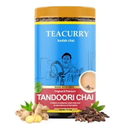 TEACURRY Tandoori Chai (100 Grams, 50 Cups) - Tandoori Tea with Assam Black Leaves - 100% Natural Tea with Real Elachi, Ginger, Cinnamon Tandoori Chai Tea