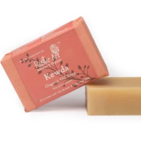 Rustic Art Organic Kewda Soap | Coconut Milk, Sal Butter | Dry to Normal Skin | Coldprocessed | Nourishing | For Women & Men | 100g