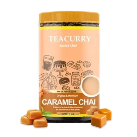 TEACURRY Caramel Chai (100 Grams, 50 Cups) - Caramel Chai for Digestion and Skin - 100% Natural Flavoured Tea | Refreshing & Tasteful Caramel Flavor Chai Tea