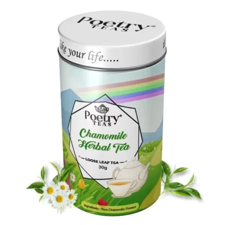 Poetry Teas - Chamomile Herbal Tea (Loose leaves 30gm) | Relives menstrual cramps | Treats Insomnia | Controls Diabetes | Made With 100% Natural Ingredients (Also available in teabags - 20)