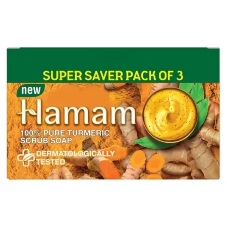 Hamam with 100% Pure Turmeric Scrub Soap 150gm (Pack of 3)