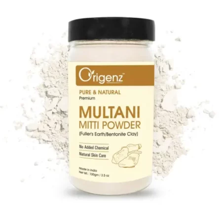 Origenz Multani Mitti Powder For Helps in Black Head Removal, Oil Control, Naturally Glowing Skin, Acne, Pimples, Tan, Dandruff | Fuller's Earth Face Pack, Mask | Bentonite Clay | 100gm