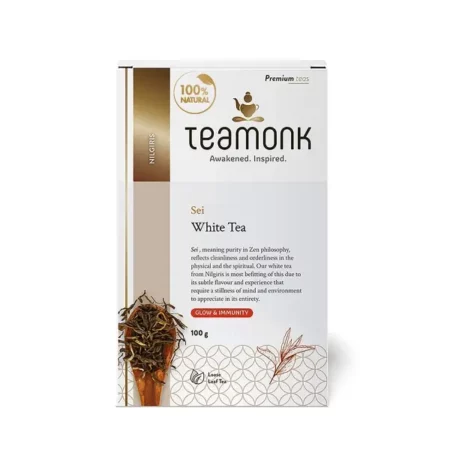 Teamonk Sei High Mountain White Tea Leaves Box - 100 gm Bag (Makes 50 Cup of Perfect White Teas). Pack of White Tea Rich in Antioxidants, Promotes Glowing Skin and acts as Immunity Booster
