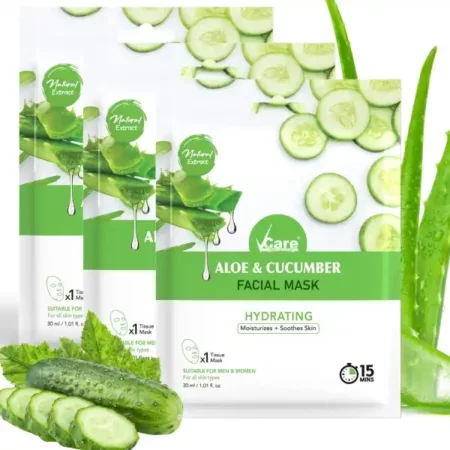 VCare Facial Mask skin care mask for Glowing Skin & Tan removal | Brightening Face wash For Dry Skin (Aloe & Cucumber) Pack of 1