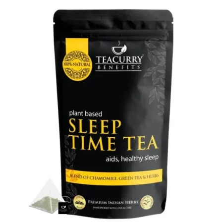 TEACURRY Sleeptime Green Tea - 15 Pyramid Tea Bags | 100% Nature Lemongrass, Chamomile, Lavender, Green Tea | Helps Relax Sleep, Calms Nerves, Beats Insomnia - Relax Tea
