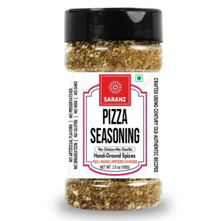 SARANZ Pizza Mix Jain Exotic Jain Seasoning Perfect for Snacks, Appetizers, Savouries, Entrees, Main Dishes Aromatic and Flavoured Vegan, Dairy Free and Gluten Free Seasonings-100 Grams Sprinkler Jar