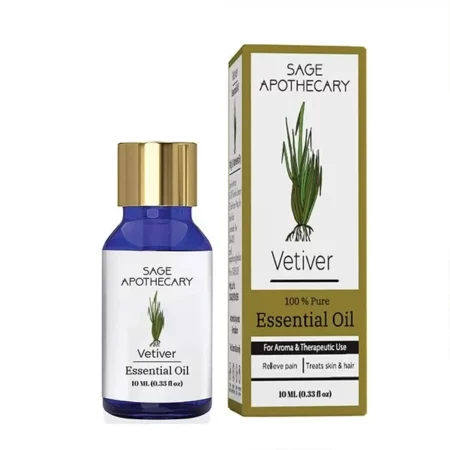 Sage Apothecary Vetiver Essential Oil for Hair, Skin Care, Home Fragrance & Soap Making 100% Pure & Natural Aromaherapy Diffuserfor No Parabens Sulphates, Cruelty Free & Vegan 10 ml