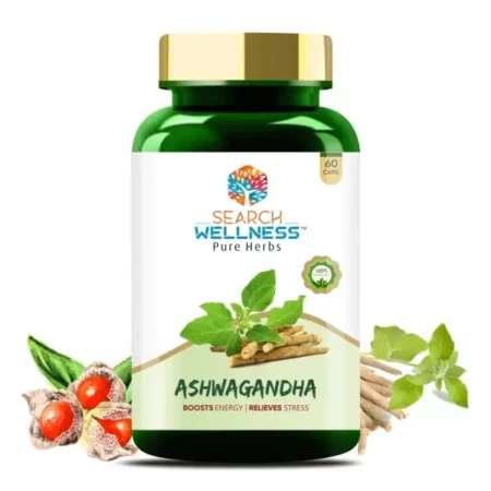 Search Wellness Ashwagandha 60 Capsules (Pack of 1) | For Stress Relief | Anti-Inflammation |Ayurvedic Medicines | Enhances Energy Levels | Immunity Booster for Adults