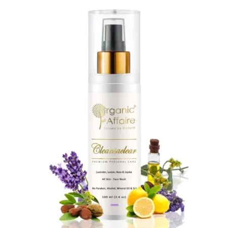 Organic Affaire Cleansaclear Lavender Face Wash with Vitamin C (All Skin) | Skin brightening Face Wash with Lemon, Lavender, Rose & Jojoba | No Paraben, SLS or Alcohol (100ml)