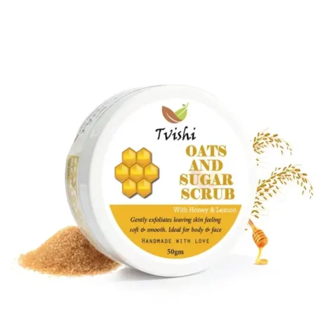 Tvishi Handmade Oats & Sugar Scrub (100 gms) I Face & Body Polish exfoliator, brightens, softens dry itchy skin I Reduces pigmentation, scars, with citrus extracts I Men, Women & Kids