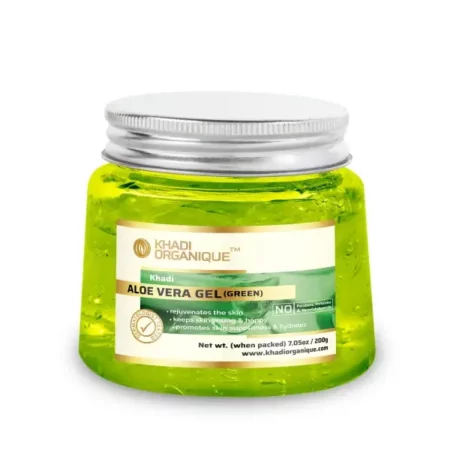Khadi Organique Green Aloe Vera Gel for Face, Skin & Hair | Super Hydrating, Moisturizing & Brightening Aloe Vera Gel to Reduce Blackheads | Suitable for Women & Men of All Skin & Hair Types - 200gm