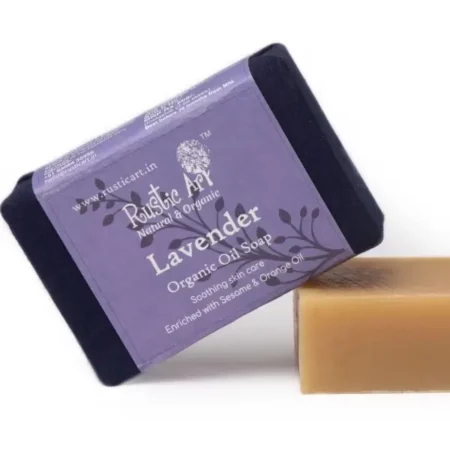 Rustic Art Organic Lavender Soap | Soothing, Relaxing | Lemon & Orange | Coldprocessed | Purifying | For Women & Men | 100g