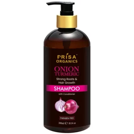 Prisa Organics Onion Turmeric Shampoo with Conditioner Anti Hair Fall Control | No SLS. No Paraben, 300 ml
