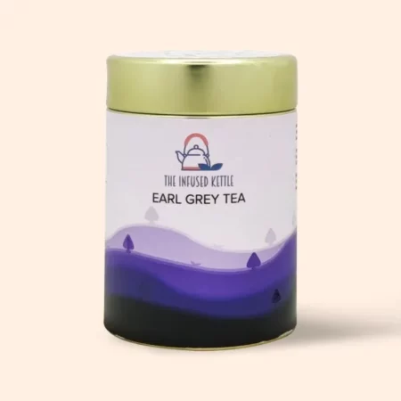 The Infused Kettle Premium Earl Grey Tea, 22 Cups, Natural High Grade Darjeeling Loose Black Tea Blended with Bergamot Extract, Low Caffeine Chai - 50gm