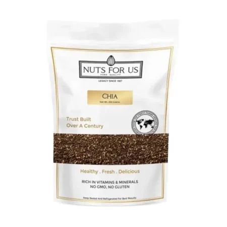 Nuts for Us Chia Seeds 250g, Antioxidant Rich, Bone Health Support, Anti-Inflammatory, Low-Calorie Snack (Black, Raw)