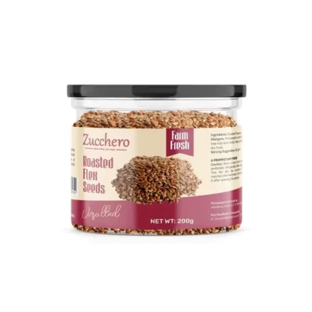 Zucchero Roasted Flaxseed, Unsalted, 200G - Omega-3 | Super Food | Nutty Flavour| Dry Roasting | Oil-Free| Slow baked Seeds