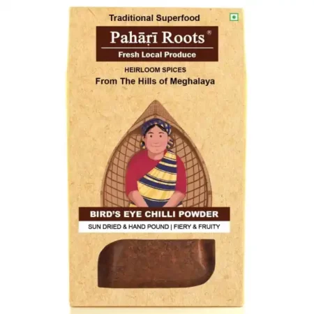 Pahari Roots Hand Pound| Bird's Eye Chilli Powder with Flakes | Lal Mirch |Strong Flavourful Spicy| from Meghalaya North East | 200gms