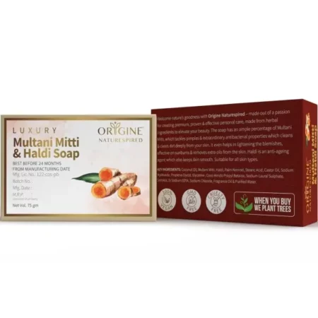Origine Naturespired Handmade Multani Mitti Soap | Gentle Exfoliation for Glowing Skin | Banish Pimples and Scars | Soothe Skin Irritations | Natural Soap For Clear Skin, 75 gm