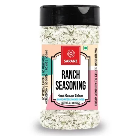 SARANZ Ranch Mix Exotic Seasoning Perfect for Snacks, Appetizers, Savouries|Ranch Mix Seasoning with Fresh Ingredients For Dressing | Aromatic and Flavoured Vegan Seasonings |Used Ranch Mix Seasoning in Sauces, Marinades, Dressing, Snacks-100 Grams Sprinkler Jar